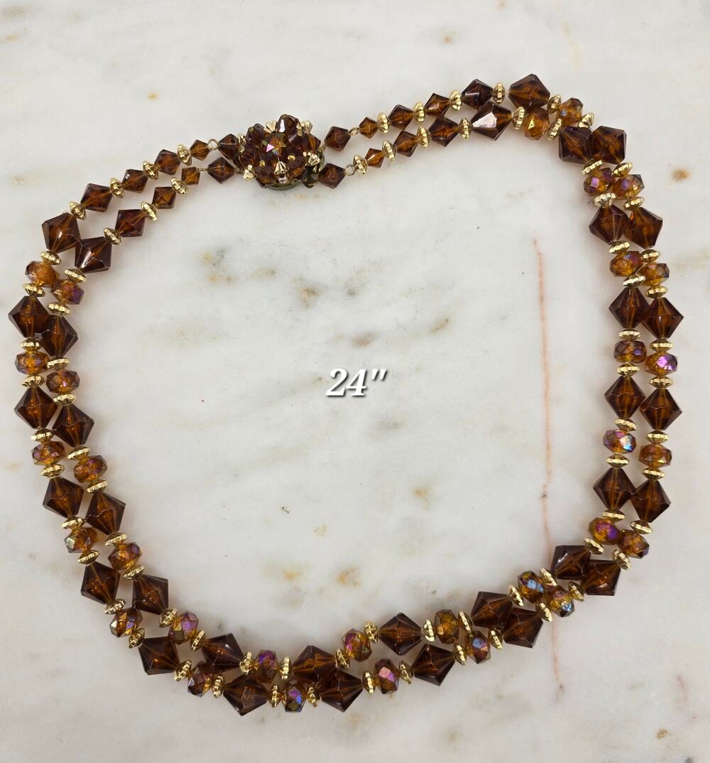 Western‎ Germany Faux Amber Fauceted Bitcone Beaded Necklace